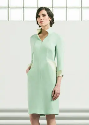 STREAM | 4/5-Sleeve Dress | Colour: Celadon Green | Size: UK 6 (US 0)