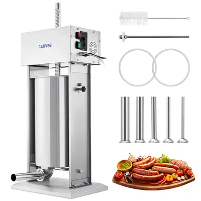 Garvee 25L Electric Sausage Stuffer with Stepless Speed Control & Foot Pedal - 304 Stainless Steel Sausage Stuffer Machine In...