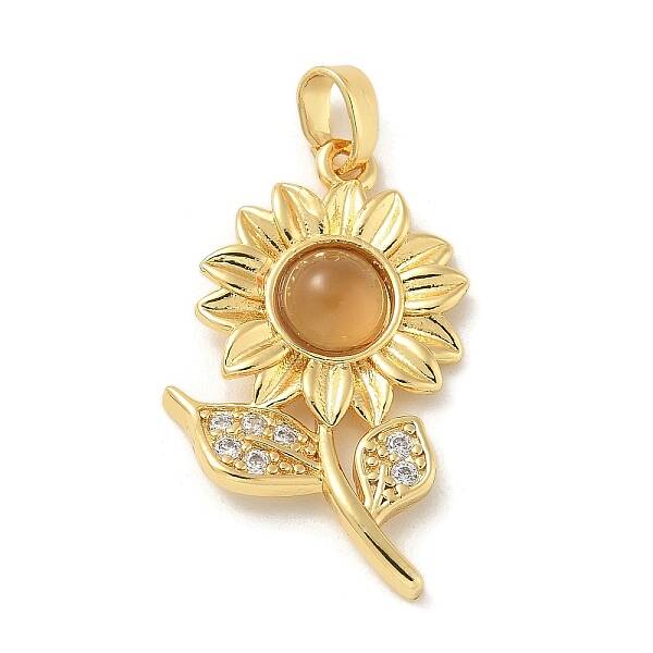 Brass Micro Pave Cubic Zirconia with Resin Pendants