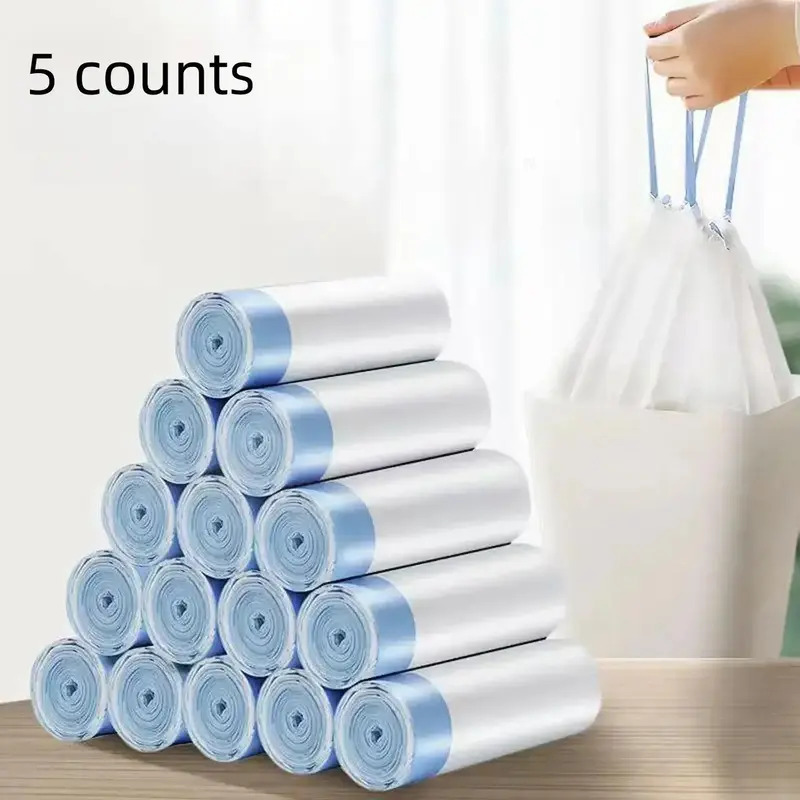Disposable Drawstring Bin Bag, 75pcs/set Recyclable Garbage Bags, Durable Bin Bags for Home Kitchen, Bathroom, Office, Househ...