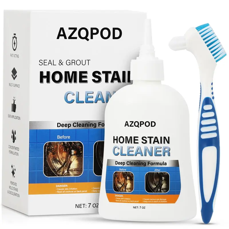 AZQPOD Mold Remover Gel with Scrub Brush – Heavy Duty Mildew Stain Cleaner for Washer Gasket, Shower Caulk, Tile Grout & Ba...