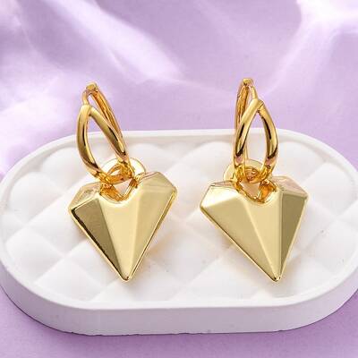 Heart Brass Hoop Earrings