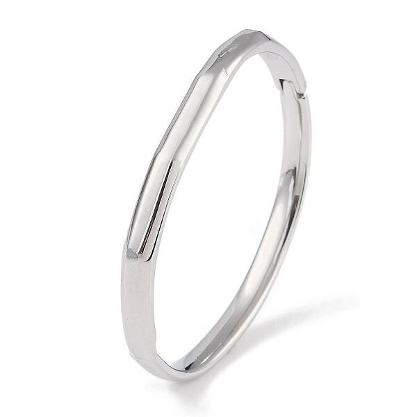 Non-Tarnish 304 Stainless Steel Faceted Ring Hinged Bangles for Women