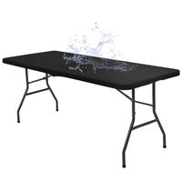 1 6 10 Pack Stretch Fabric Table Top Cap Cover, fits 4ft/5ft/6ft/8ft Tables, Spandex Table Covers Washable Elastic Universal ...
