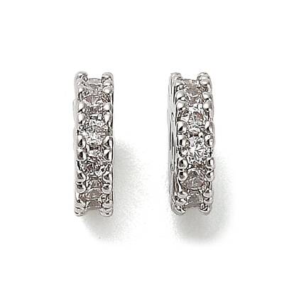 Brass Micro Pave Clear Cubic Zirconia Beads