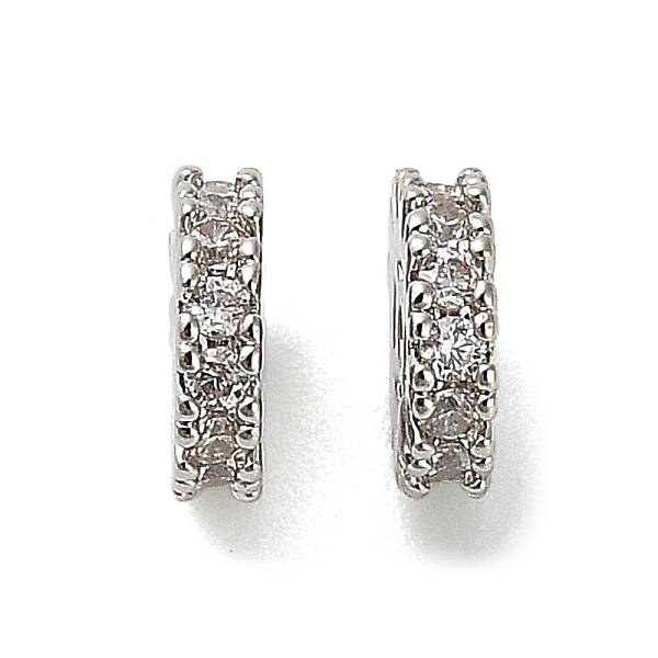 Brass Micro Pave Clear Cubic Zirconia Beads