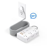 Power Strip Surge Protector - 6 Widely Outlets with 4 USB Ports (2 USB C), 2-Side Outlet Extender Strip, 10 Ft Braided Extens...