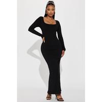 Claire Ribbed Maxi Dress - Black
