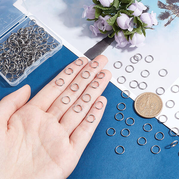 About 270 Pcs 304 Stainless Steel Split Rings Double Loop Jump Ring Close but Unsoldered Diameter 8mm Wire 23-Gauge for Jewel...