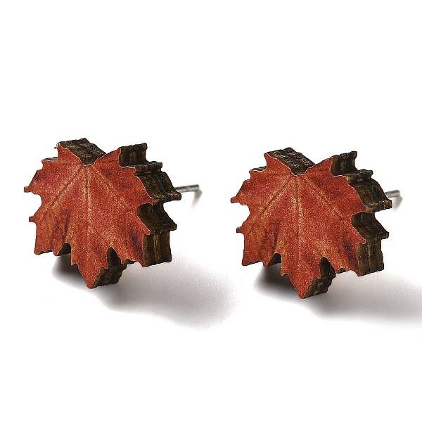 Wood Stud Earrings
