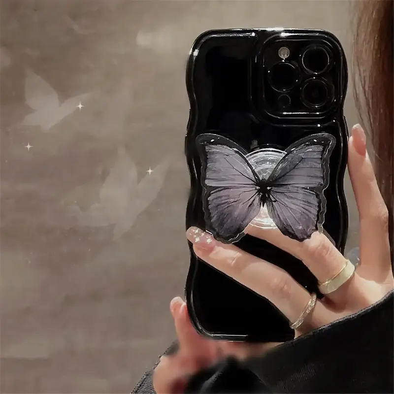 Solid Protective Phone Case with Butterfly Holder, 1 Count Shockproof TPU Cellphone Protector Cover Phone Cases with Phone H...