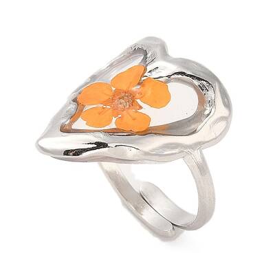 Heart Epoxy Resin with Dry Flower Adjustable Rings