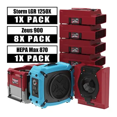 Alorair Water Damage Restoration Combo Pack, 1 X Storm LGR 1250X Smart WIFI Commercial Dehumidifier, 8 X Zeus 900 Air Mover, ...