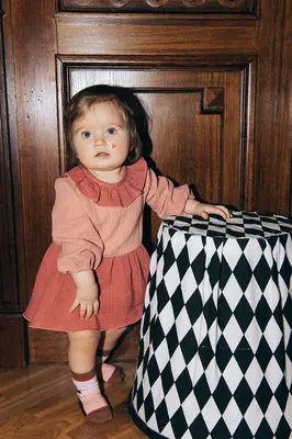 Pink muslin romper | Size: 12-24 months