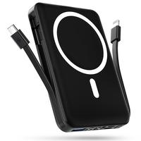 10000mAh Magnetic Power Bank Built-in USB C Lighting Cables, 22.5W PD Fast Charging LED Display Wireless Portable Charger for...
