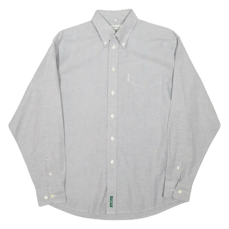 BEN SHERMAN Mens Plain Shirt Grey Long Sleeve L