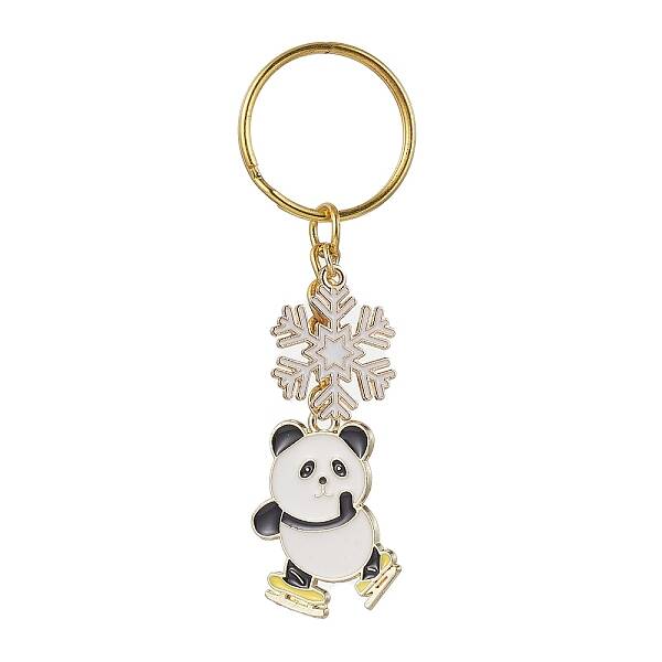 Snowflake & Panda Alloy Enamel Pendant Keychains