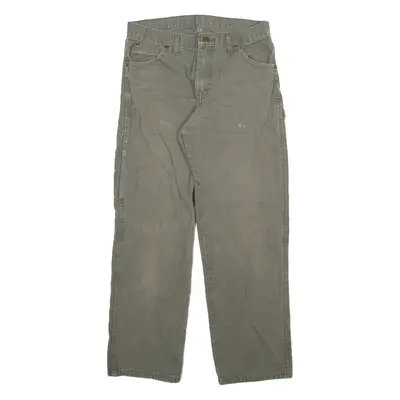 DICKIES Carpenter Mens Trousers Grey Relaxed Straight W30 L29