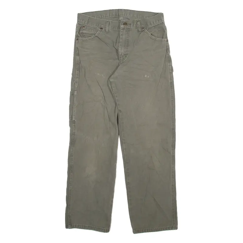 DICKIES Carpenter Mens Trousers Grey Relaxed Straight W30 L29