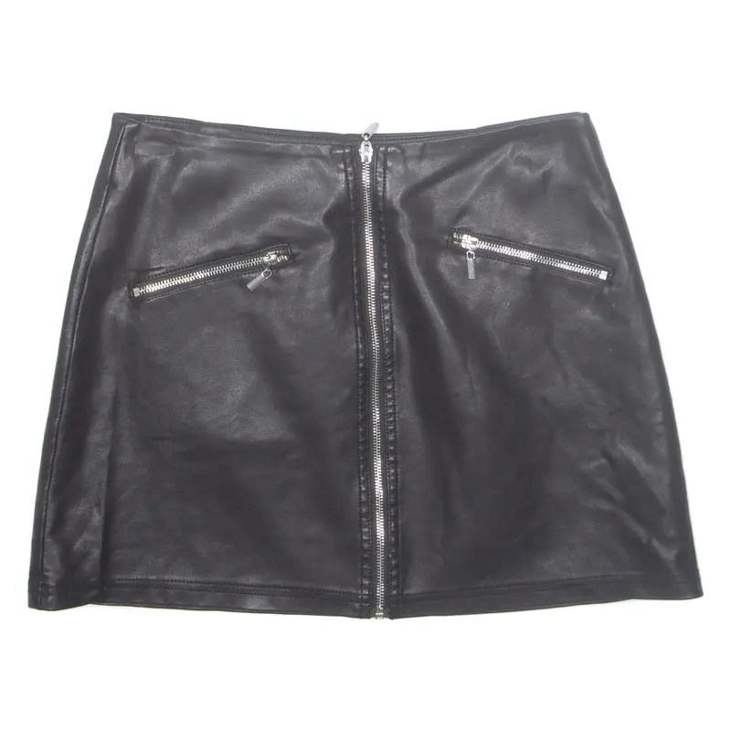 NEW LOOK Womens Straight Skirt Black Short Leather UK 12