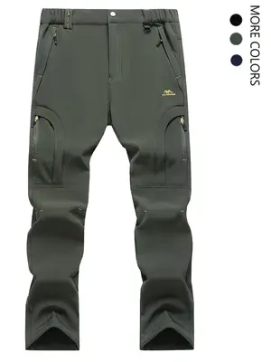 Men's Solid Button Fly Zipper Pocket Thermal Lined Pants, Regular Fit Quality and Comfort Casual Windproof Warm Trousers for ...