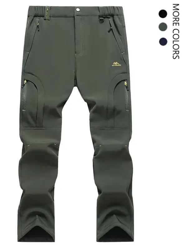 Men's Solid Button Fly Zipper Pocket Thermal Lined Pants, Regular Fit Quality and Comfort Casual Windproof Warm Trousers for ...