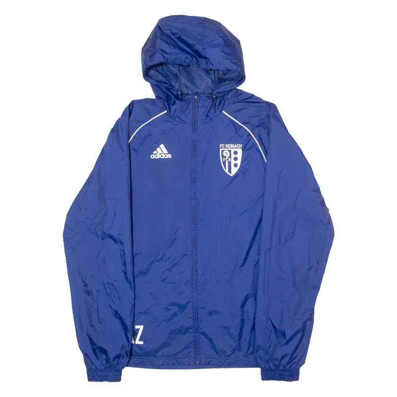 ADIDAS FC Reinach 'AZ' Mens Rain Jacket Blue Nylon Hooded S