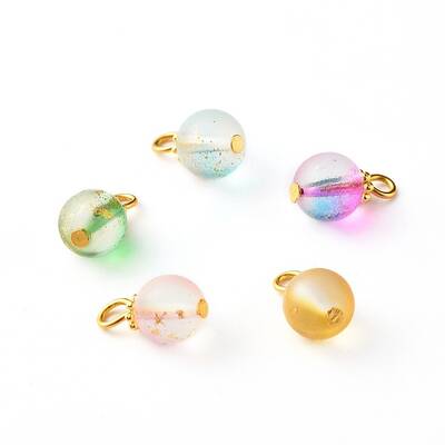Frosted Spray Painted Foil Glass Beads