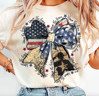 Coquette American Tshirt, Honor The Brave Tee, Memorial Coquette Bow Tee, 4th of July Shirt, America Shirt, Freedom, American...