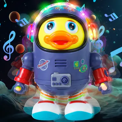 Dancing Space Duck Toy with Music & LED Lights – Funny Electric Waddling Duck for Kids, Interactive Singing Toy, Birthday G...