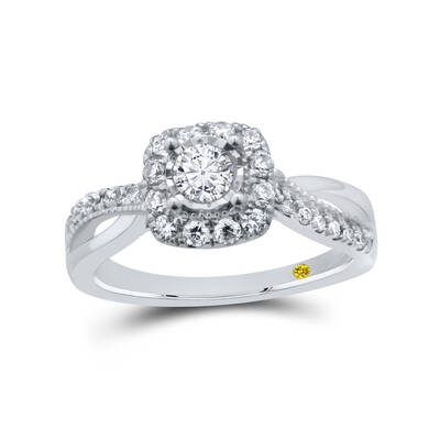 Halo Embrace Cushion Shaped Lab Grown Diamond Engagement Ring | 14K White Gold 3/4 CT. TW.