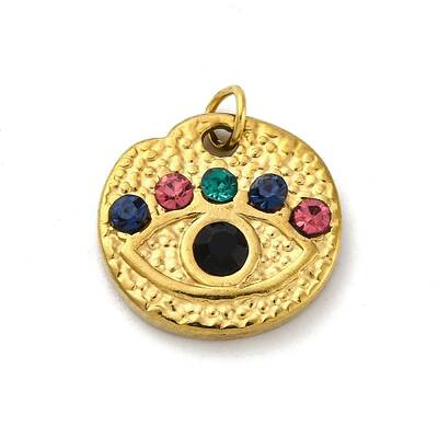 304 Stainless Steel Colorful Rhinestone Pendants