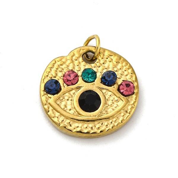 304 Stainless Steel Colorful Rhinestone Pendants