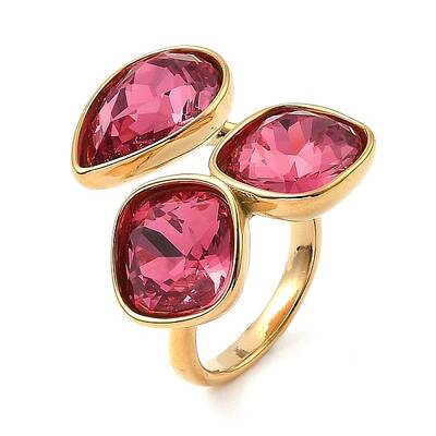 Teardrop & Square Glass Open Cuff Rings