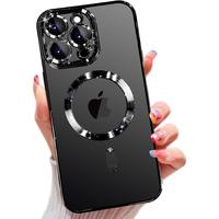 Full lens magnetic electroplated TPU mobile phone case, soft shell imitation scratch, built-in wireless charging magnetic suc...