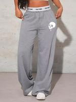 Women's Cartoon Skeleton Print Pocket Sweatpants, Casual Comfy Jogger Pants for Daily Wear, Ladies Bottoms for All Seasons, T...