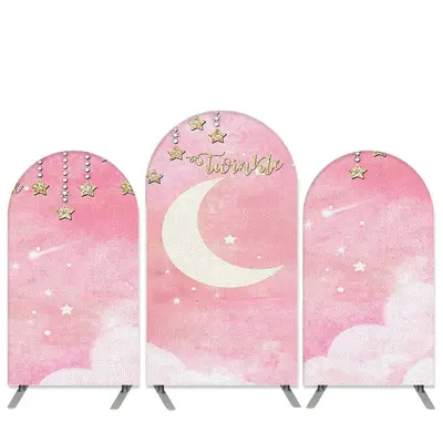 Aperturee Gold Glitter Twinkle Star Theme Pink Arch Backdrop Kit | Wedding Arch Backdrop | Diy Round Arch Backdrop | Chiara W...