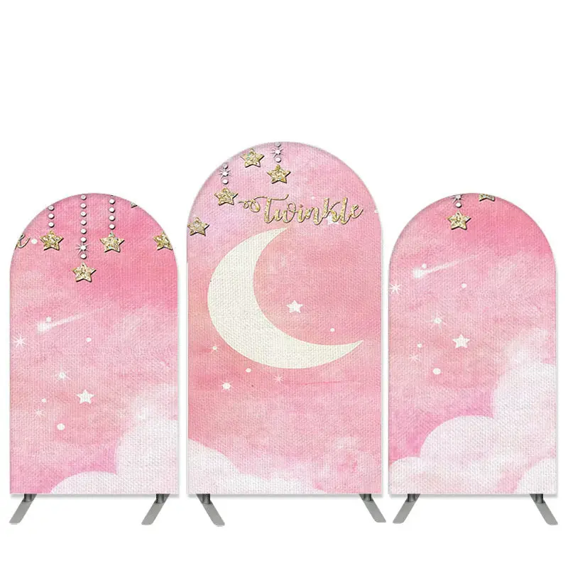 Aperturee Gold Glitter Twinkle Star Theme Pink Arch Backdrop Kit | Wedding Arch Backdrop | Diy Round Arch Backdrop | Chiara W...