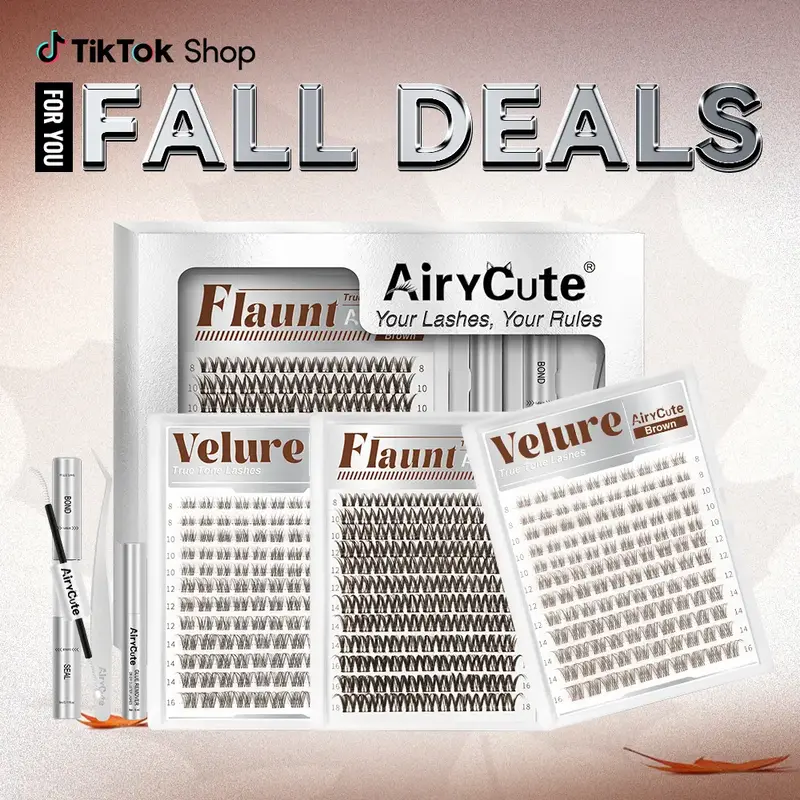 AiryCute Trending Brown Lash Collection | Dark & Light Brown Velure Flaunt | Flawless for Fair/Dark Hair | Reusable, Lightwei...