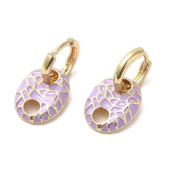 Oval Real 18K Gold Plated Brass Dangle Hoop Earrings