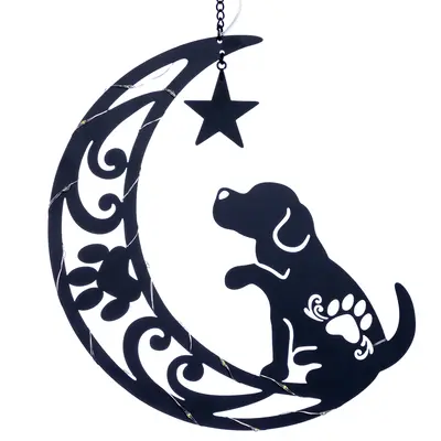 Star Gazing Pets On The Moon Solar Hanging Light - Cat