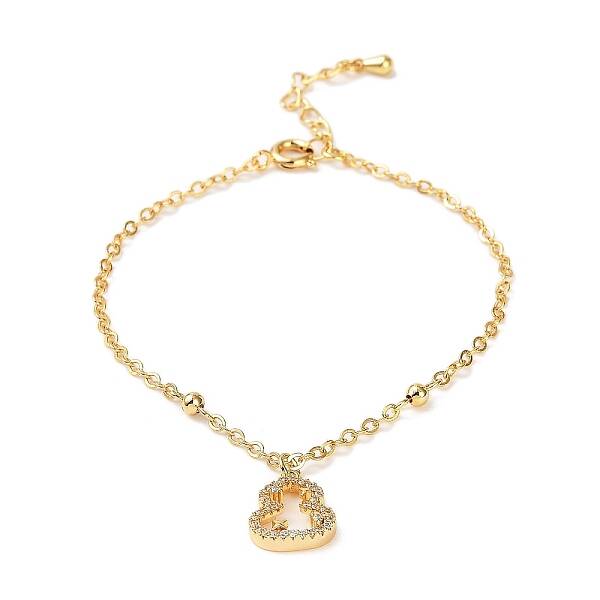 Brass Micro Pave Cubic Zirconia Charm Bracelets for Women