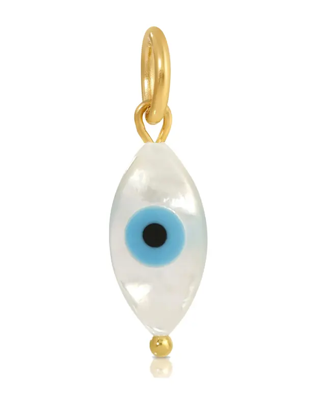 Large Marquise Evil Eye Charm | Metal Color: Silver