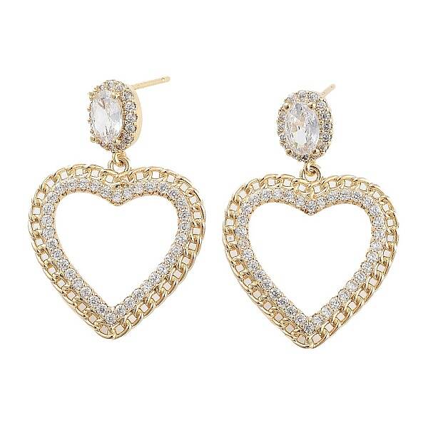 Brass with Glass Dangle Stud Earrings