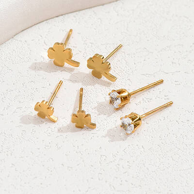 Elegant 18K Gold Plated 3 Pairs of Stud Earrings Set