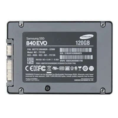 Samsung MZ-7TE120KW | 840 EVO Series 120GB 2.5-inch 6GB/s SATA 256MB Cache V-NAND 3bit MLC Solid State Drive