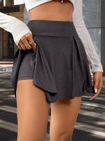 Women's Solid Color High Waist Skort, Casual Comfy Breathable Skort for Daily Wear, Ladies Bottoms for Spring