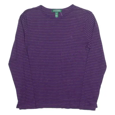 LAUREN RALPH LAUREN Petite Womens Printed Top Purple Long Sleeve Striped M