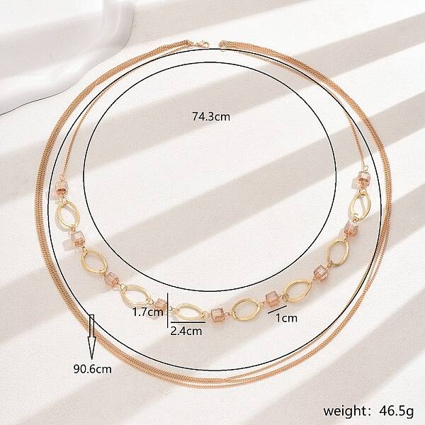 Elegant Minimalist Style Iron & Plastic Multi-layered Long Necklaces for Women's Banquet \r\nParties