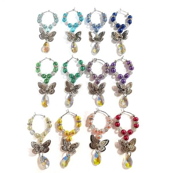 Brass Butterfly Wine Glass Charms